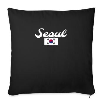Séoul Vintage Corée du Sud drapeau sud-coréen - Housse de coussin décorative 45 x 45 cm - noir - Devant