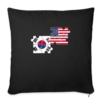 South Korea, USA, flag, American, Korean - Sofa pillowcase 17,3'' x 17,3'' (45 x 45 cm) - black - Front