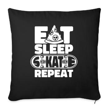 Eat Sleep Skate Repeat Skatergirl Skaterboy - Sofa pillowcase 17,3'' x 17,3'' (45 x 45 cm) - black - Front