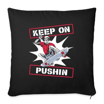 Keep On Pushin Skatepark Skatergirl Skaterboy - Sofa pillowcase 17,3'' x 17,3'' (45 x 45 cm) - black - Front