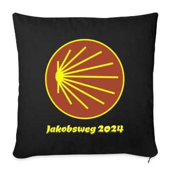 Chemin de Saint-Jacques 2024 Coquille de pèlerin Brun - Housse de coussin décorative 45 x 45 cm - noir - Devant