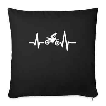 Motocross Herzfrequenz Geschenk - Sofakissenbezug 45 x 45 cm - Schwarz - Vorne