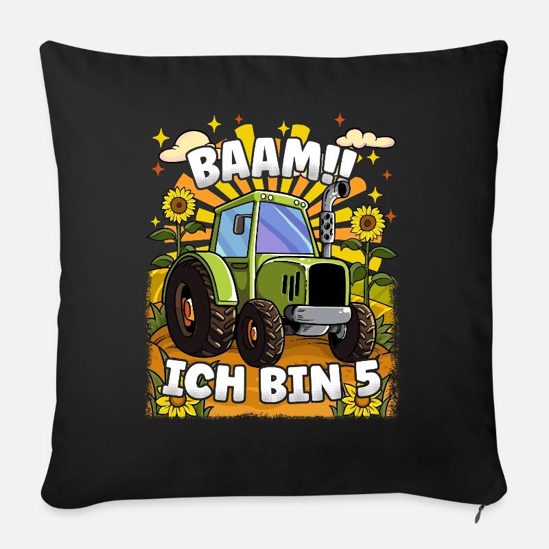 Traktor Geburtstag 5 Jahre - Sofakissenbezug 45 x 45 cm - Schwarz