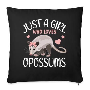 Opossum Herzchen Mädchen Geschenkidee - Sofakissenbezug 45 x 45 cm - Schwarz - Vorne