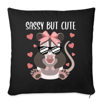 Opossum Love Girls Cute Design - Sofa pillowcase 17,3'' x 17,3'' (45 x 45 cm) - black - Front