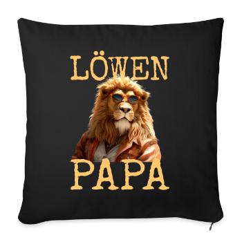 Lion Papa Papa Papa Fête des Pères Père Sauvage Lion - Housse de coussin décorative 45 x 45 cm - noir - Devant