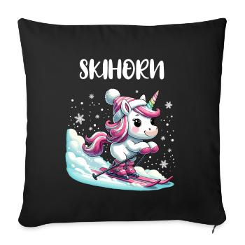 Cute Unicorn Skiing Ski Holiday Slope Pink - Sofa pillowcase 17,3'' x 17,3'' (45 x 45 cm) - black - Front