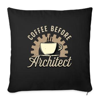Café d’architecte avant dessinateur amateur de café - Housse de coussin décorative 45 x 45 cm - noir - Devant