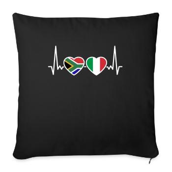 South Africa Italy Heartbeat Flag South African - Sofa pillowcase 17,3'' x 17,3'' (45 x 45 cm) - black - Front