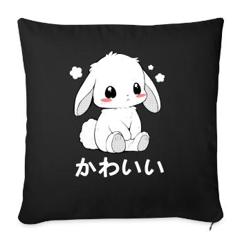 Kawaii Bunny Chibi Animal Japanese Cutesy Style Ae - Sofakissenbezug 45 x 45 cm - Schwarz - Vorne