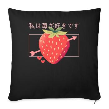 Strawberry Arrow Lovely Cute Fruit Japanese Kawaii - Sofakissenbezug 45 x 45 cm - Schwarz - Vorne