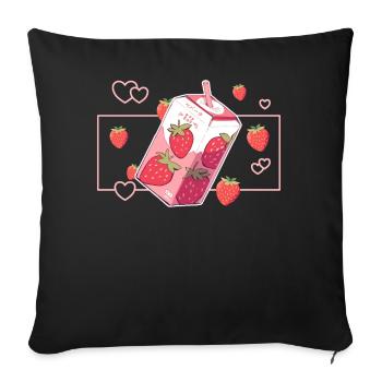 Strawberry Milkshake Fruity Juice Drink Kawaii Aes - Sofakissenbezug 45 x 45 cm - Schwarz - Vorne