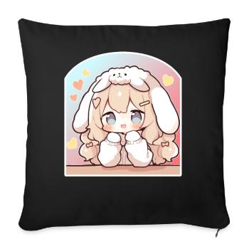 Kawaii Bunny Chibi Girl Sweet Decora Pastel Cute A - Sofakissenbezug 45 x 45 cm - Schwarz - Vorne
