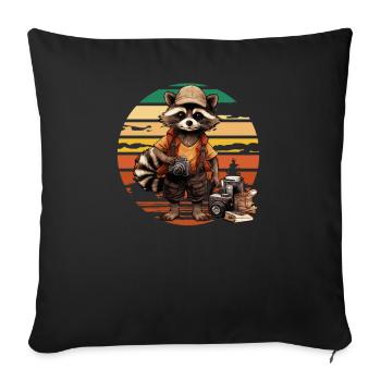 Raton laveur, Photographe de paysage, Photographe de nature - Housse de coussin décorative 45 x 45 cm - noir - Devant