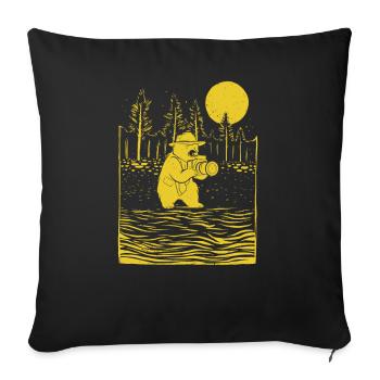 Ours, Photographe de paysage, Photographe de nature - Housse de coussin décorative 45 x 45 cm - noir - Devant