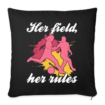 Soccer féminin, Football féminin, Football féminin - Housse de coussin décorative 45 x 45 cm - noir - Devant
