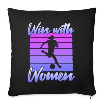 Women's Soccer, Women's Soccer, Women's Soccer - Sofa pillowcase 17,3'' x 17,3'' (45 x 45 cm) - black - Front