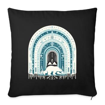 Polar bear skiing in rainbow of snow and ice - Sofa pillowcase 17,3'' x 17,3'' (45 x 45 cm) - black - Front