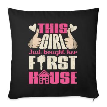 Cette fille vient d’acheter sa première maison - Housse de coussin décorative 45 x 45 cm - noir - Devant