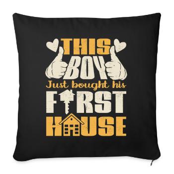 Ce garçon vient d’acheter sa première maison - Housse de coussin décorative 45 x 45 cm - noir - Devant