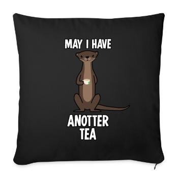 Otter with Tea Cup and Tea Bag - Sofa pillowcase 17,3'' x 17,3'' (45 x 45 cm) - black - Front