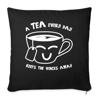 Tea Bag Teapot Tea Cup - Sofa pillowcase 17,3'' x 17,3'' (45 x 45 cm) - black - Front