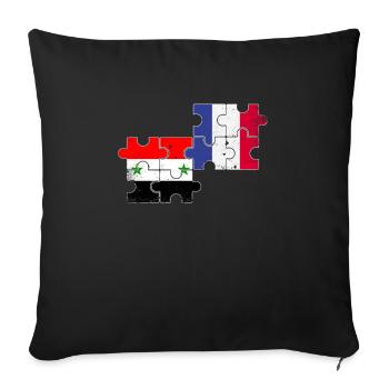 Syrie France Vintage Drapeau Français Syrien - Housse de coussin décorative 45 x 45 cm - noir - Devant