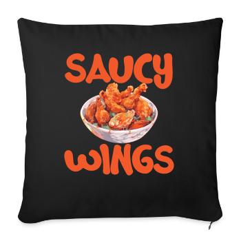 Buffalo Wings Foodie American Food Chicken - Sofa pillowcase 17,3'' x 17,3'' (45 x 45 cm) - black - Front