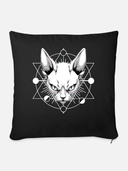 Sphynx Cat Geometric Moon Phases Witchcraft Ethere - Sofakissenbezug 45 x 45 cm - Schwarz