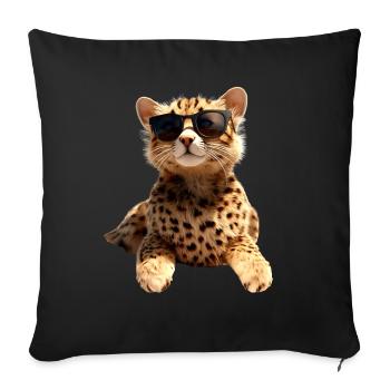 Cheetah Sunglasses Cheetah Cats Cute Cheetah - Sofa pillowcase 17,3'' x 17,3'' (45 x 45 cm) - black - Front