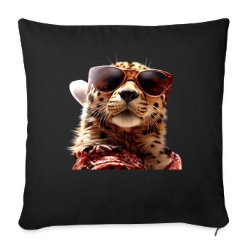 Cheetah Sunglasses Cheetah Cats Cute Cheetah - Sofa pillowcase 17,3'' x 17,3'' (45 x 45 cm) - black - Front