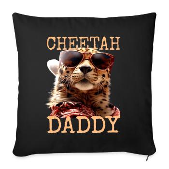 Cheetah Daddy Cheetah Dad Dad Father's Day Cats - Sofa pillowcase 17,3'' x 17,3'' (45 x 45 cm) - black - Front