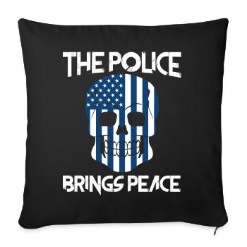 Police Officer Skull Patriotism - Sofa pillowcase 17,3'' x 17,3'' (45 x 45 cm) - black - Front
