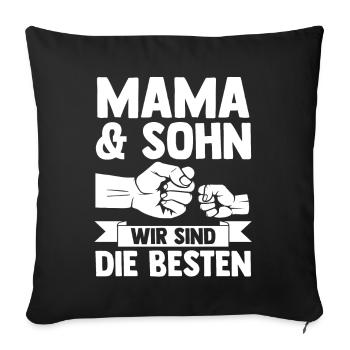 Mutter Muttertag Mama und Sohn - Sofakissenbezug 45 x 45 cm - Schwarz - Vorne