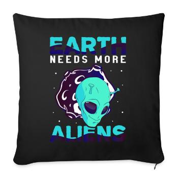 Alien, UFO, UAP, Space, Space Flying Object - Sofa pillowcase 17,3'' x 17,3'' (45 x 45 cm) - black - Front