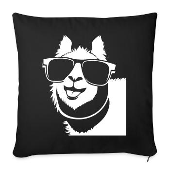 Lustiges Lama mit Sonnenbrille Coole Lamas - Sofakissenbezug 45 x 45 cm - Schwarz - Vorne