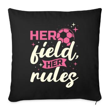Soccer féminin, Football féminin, Football féminin - Housse de coussin décorative 45 x 45 cm - noir - Devant