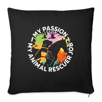 Sauveteur d’animaux Ma passion Mon amoureux des refuges pour animaux - Housse de coussin décorative 45 x 45 cm - noir - Devant