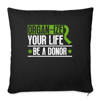 Don d’organes Greffe d’organes Don d’organes - Housse de coussin décorative 45 x 45 cm - noir - Devant