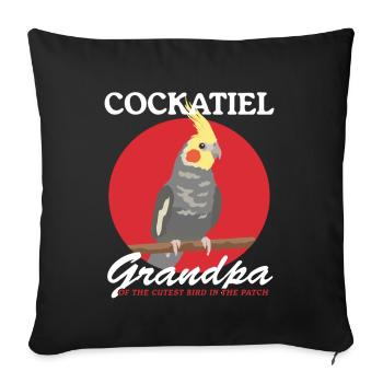 Calopsitte grand-père oiseau oiseau propriétaire cadeau - Housse de coussin décorative 45 x 45 cm - noir - Devant