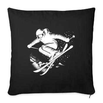 Saut à ski, Ski, Piste, Ski, Vacances, plaisir - Housse de coussin décorative 45 x 45 cm - noir - Devant