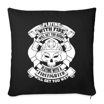 Firefighter Playing With A Firefighter - Sofa pillowcase 17,3'' x 17,3'' (45 x 45 cm) - black - Front