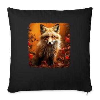 Renards renard réaliste - Housse de coussin décorative 45 x 45 cm - noir - Devant