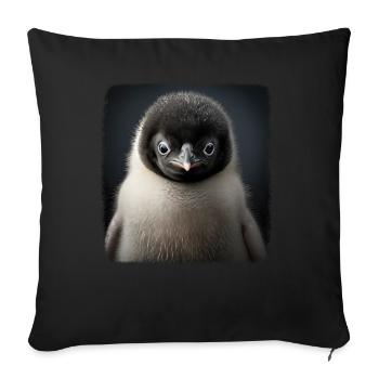 Penguins Realistic Penguin - Sofa pillowcase 17,3'' x 17,3'' (45 x 45 cm) - black - Front