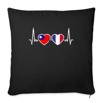 Taiwan France Vintage Heartbeat Flag - Sofa pillowcase 17,3'' x 17,3'' (45 x 45 cm) - black - Front