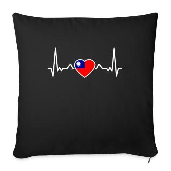 Taiwan Heartbeat Taiwanese Flag Taiwanese - Sofa pillowcase 17,3'' x 17,3'' (45 x 45 cm) - black - Front