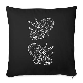 Triceratops Line Art Minimal Noir - Housse de coussin décorative 45 x 45 cm - noir - Devant