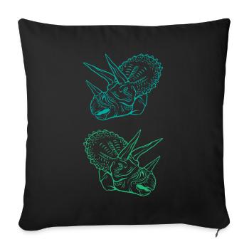 Triceratops Line Art Minimal Noir - Housse de coussin décorative 45 x 45 cm - noir - Devant