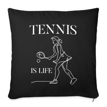 Le tennis, c’est la vie des filles, des joueuses et des fans - Housse de coussin décorative 45 x 45 cm - noir - Devant