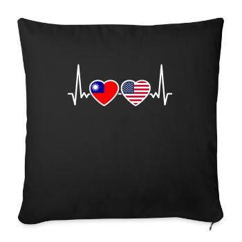 Taiwan USA Heartbeat Flag American Taiwanese - Sofa pillowcase 17,3'' x 17,3'' (45 x 45 cm) - black - Front